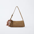 Warm Tan Slim Rectangular Arm Carrier with Knotted Fabric Ornament and Star Charms