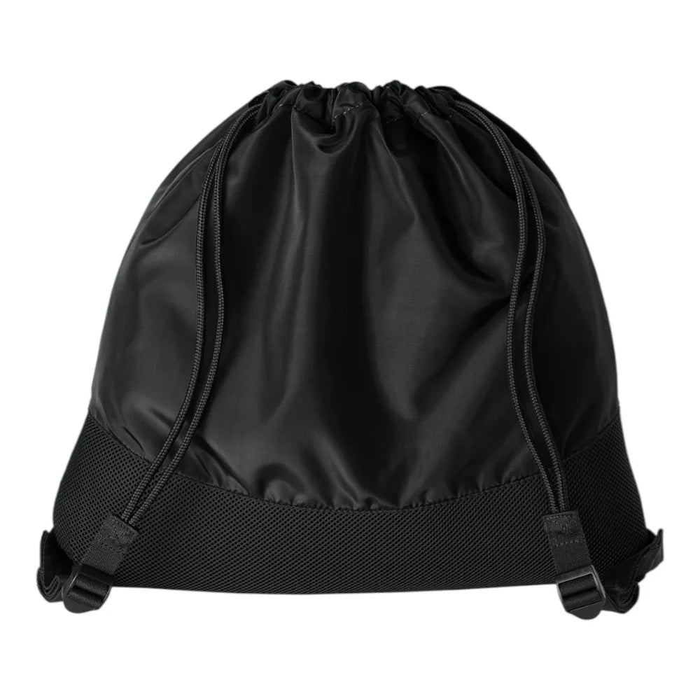 Crimson Charcoal Two-Tone Ventilated Base Drawstring Leisure Sack with Forward Zip Slip Compartment