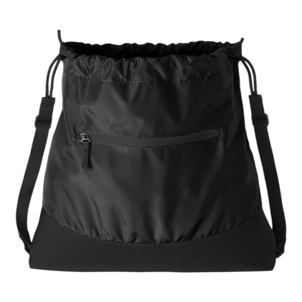 Crimson Charcoal Two-Tone Ventilated Base Drawstring Leisure Sack with Forward Zip Slip Compartment
