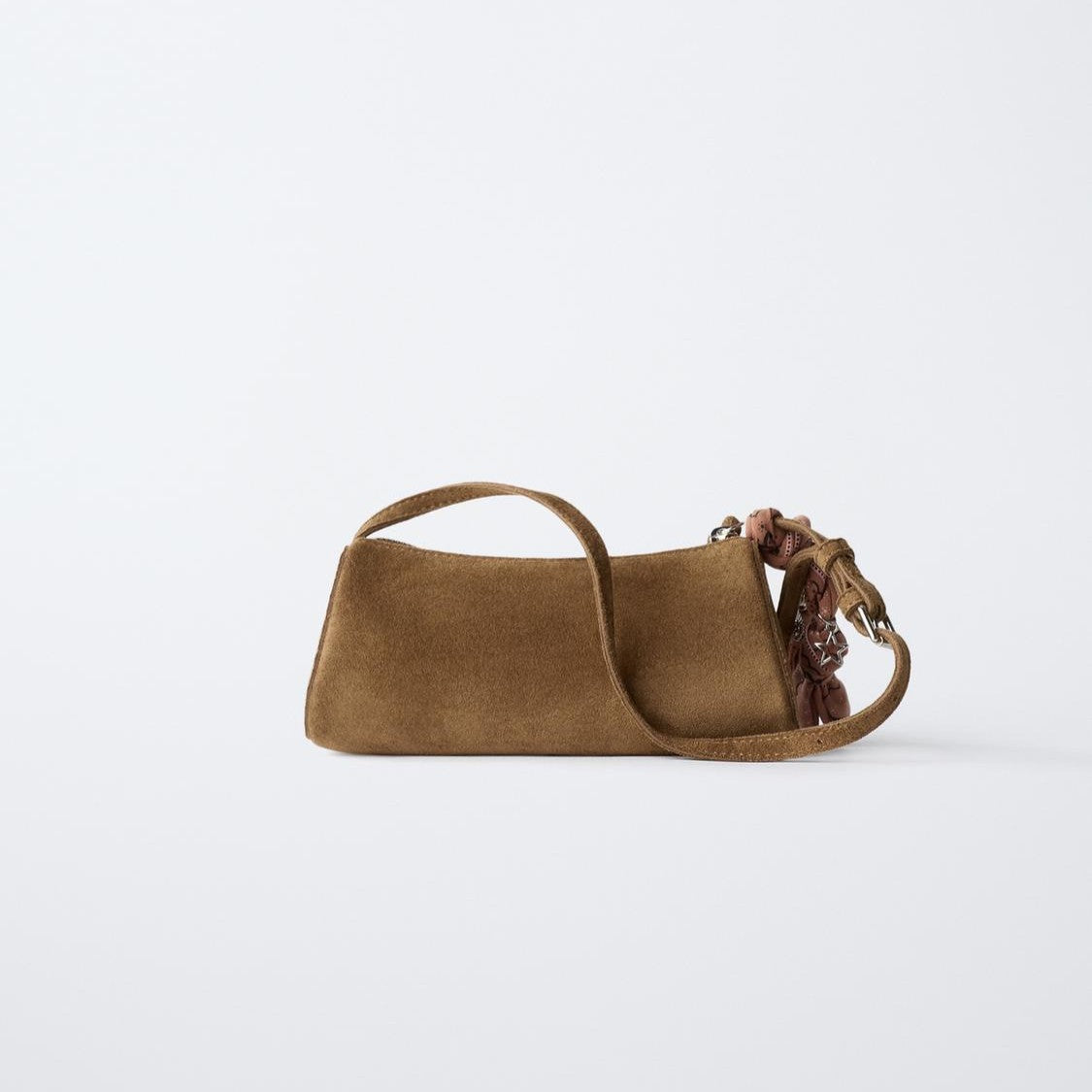 Warm Tan Slim Rectangular Arm Carrier with Knotted Fabric Ornament and Star Charms