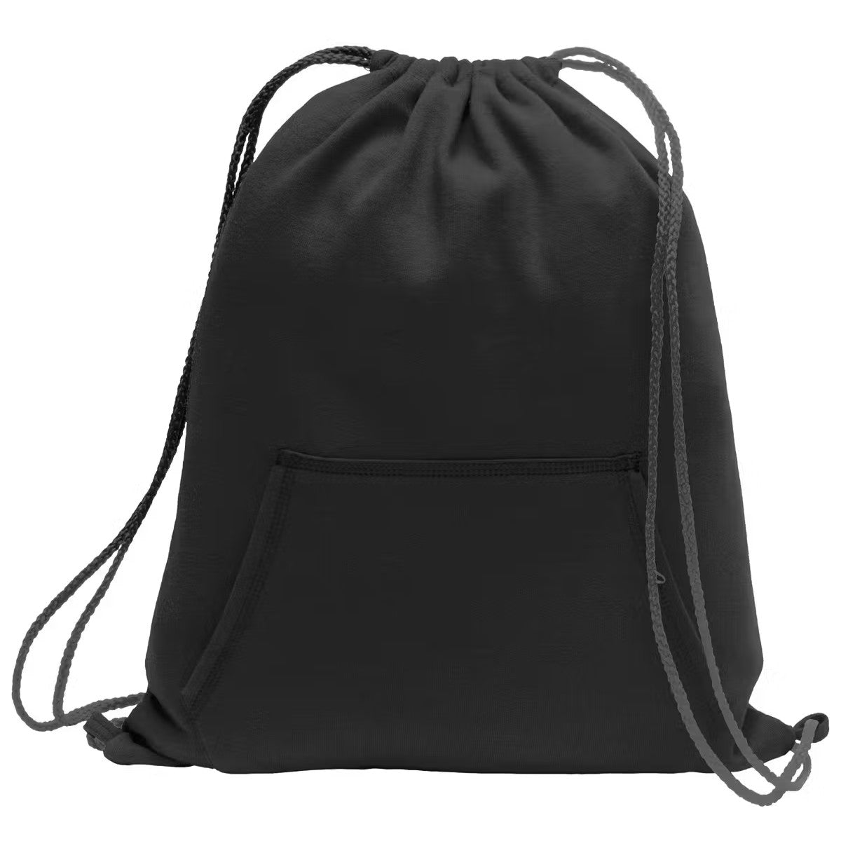 Solid Tone Soft Textile Gathered Top Leisure Carry Sack Optional Front Slip Pocket