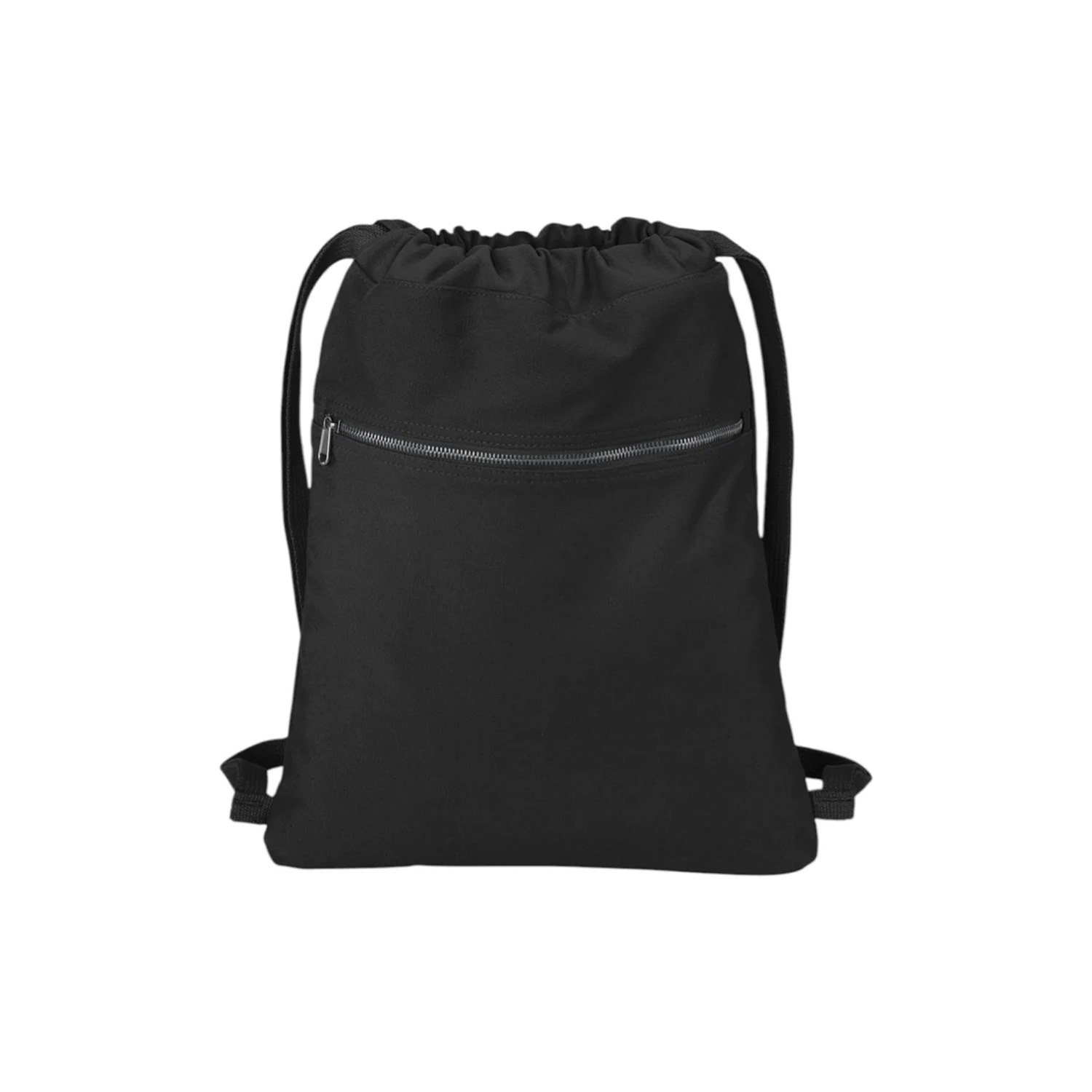 Multi Tone Gathered Top Drawstring Day Sack with Front Zip Compartment
