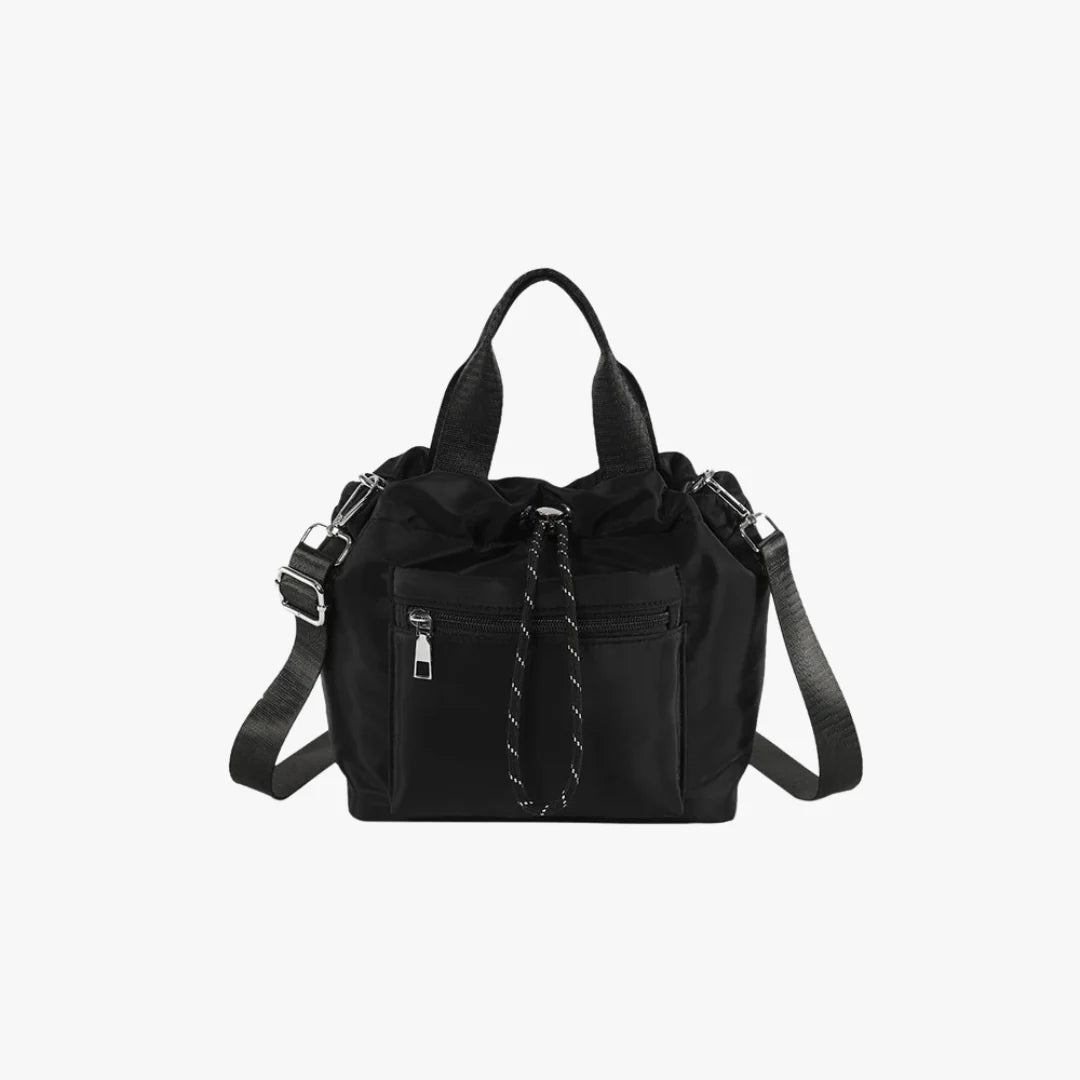 Tone Solid Gathered Bucket Carry Pouch with Dual Carry Fixtures and Front Zip Slip