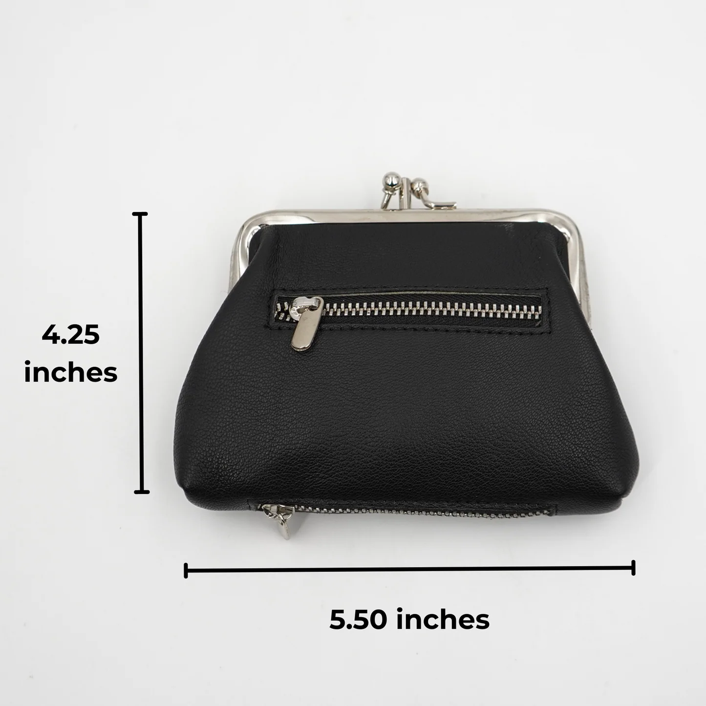 Scarlet & Black Rounded Mini Pouch with Metallic Double Ball Clasp and Outer Zip Slip