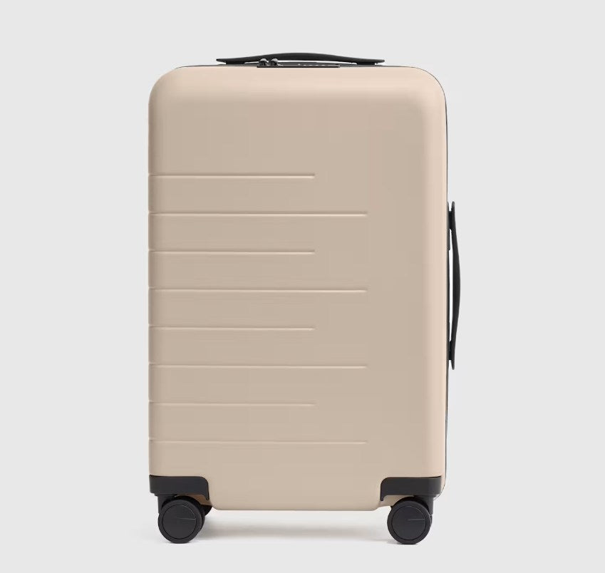 Pale Cream Horizontal Groove Compact Cabin-Sized Rolling Travel Carryall