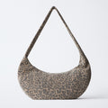 Muted Taupe Spotted Animal Print Crescent Arm Carry Bag with Hidden Zip Compartment