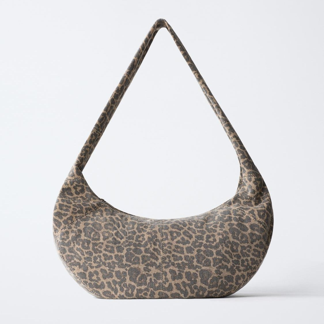 Muted Taupe Spotted Animal Print Crescent Arm Carry Bag with Hidden Zip Compartment