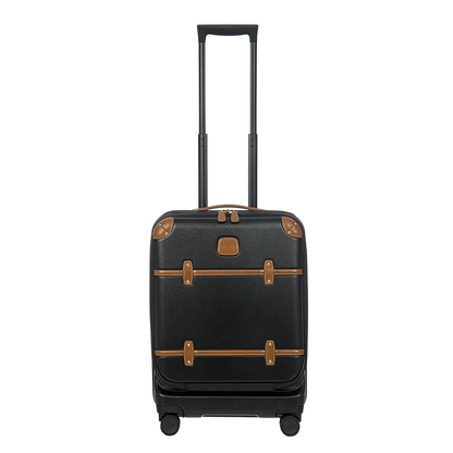 Matte Black Vintage Trim Compact Rolling Cabin Travel Case with Forward Access Pocket
