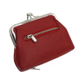 Scarlet & Black Rounded Mini Pouch with Metallic Double Ball Clasp and Outer Zip Slip